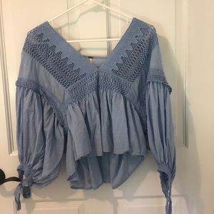 Flowy Boho Patterned Bell Sleeved Top